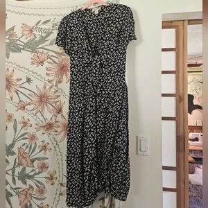 Midi Floral Dress, Medium, Black